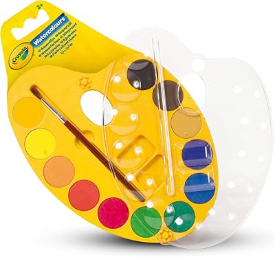 Crayola Washable Watercolour Paint Palette 12 Colors with Brush Kids Craft Kit
