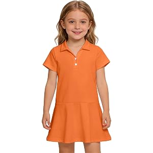 SIYBVTVI Uniform Dresses for Girls Kids Summer Short Sleeve Athletic Tennis Polo Dress A-Line Twirl Back to School Dress