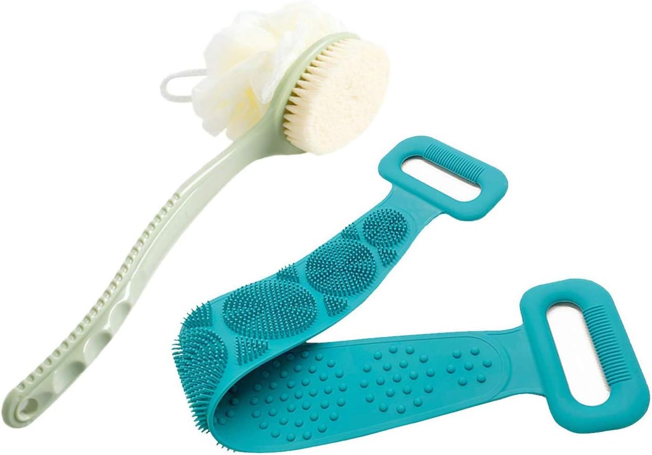 DoubleSided Bathing Brush Long Handle Soft Hair Bath Brush Body Back Shower Brush Mud Brush