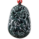 c1lint7785631 Women's Necklaces Men's Necklaces pure natural green jade Certified Genuine Natural Hand Carved Fortune and Prosperity Pi Xiu Dragon Brave Troops Pendant Necklace Amulet