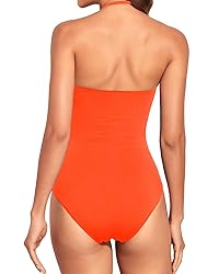 Holipick Women Orange One Piece Swimsuits Tummy