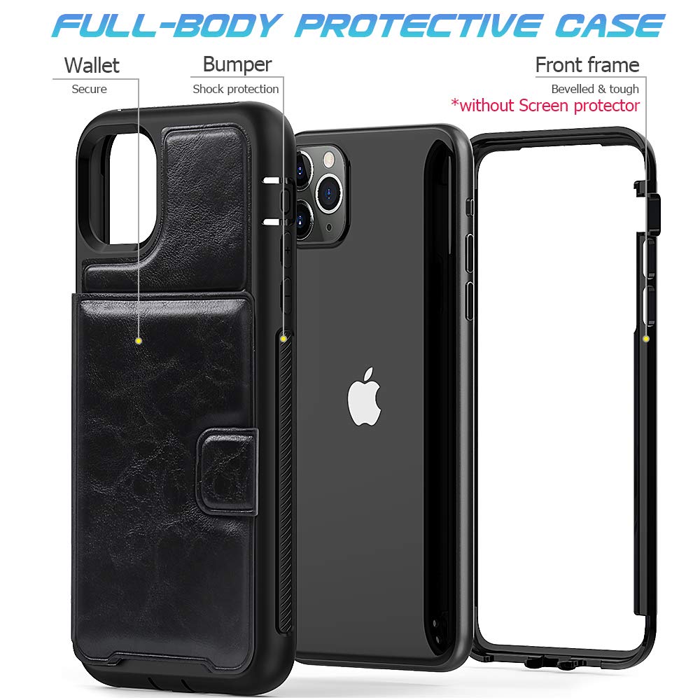 Timecity Apple iPhone 11 Pro Max Case,Triple-Camera System 6.5-Inch Phone Wallet Case. Full-Body Heavy Duty Leather Cover with Card Holder/Kickstand Case for iPhone 11 Pro Max 2019 Release- Black
