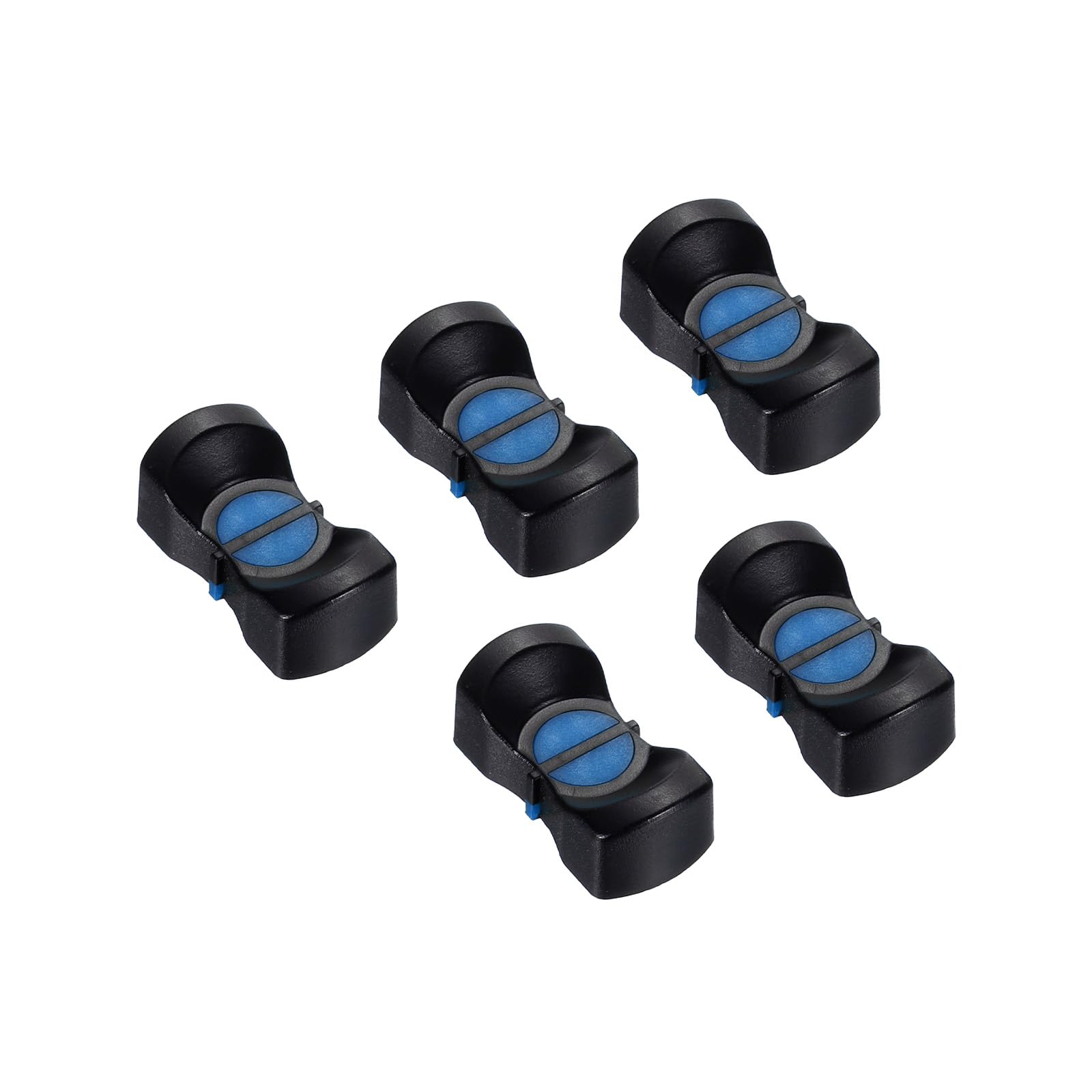 PATIKIL Console Mixer Slider Fader Knob Cap Touch Sensitive Slider Insert Shaft 24.5x12x9mm ABS Black Blue for Potentiometer Pack of 5