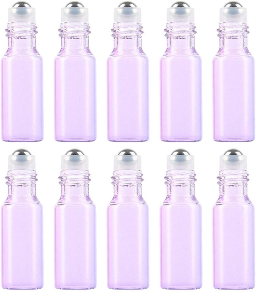 L&H Gadgets 10Pcs Essential Oil Roller Bottles 5ml Glass Refillable Dispensing Containers for Travel with Stainless Steel Roller Balls Perfect for Aromatherapy Essential Oils - Image 3