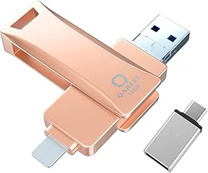 Photo Stick for iPhone, Qarfee (MFi Certified by Apple) 128GB Thumb Drive USB 3.0 Memory Stick Photosticks, Universal OTG USB Flash Drive Compatible with iPhone/iPad Pro/Android/Computer(Pink)