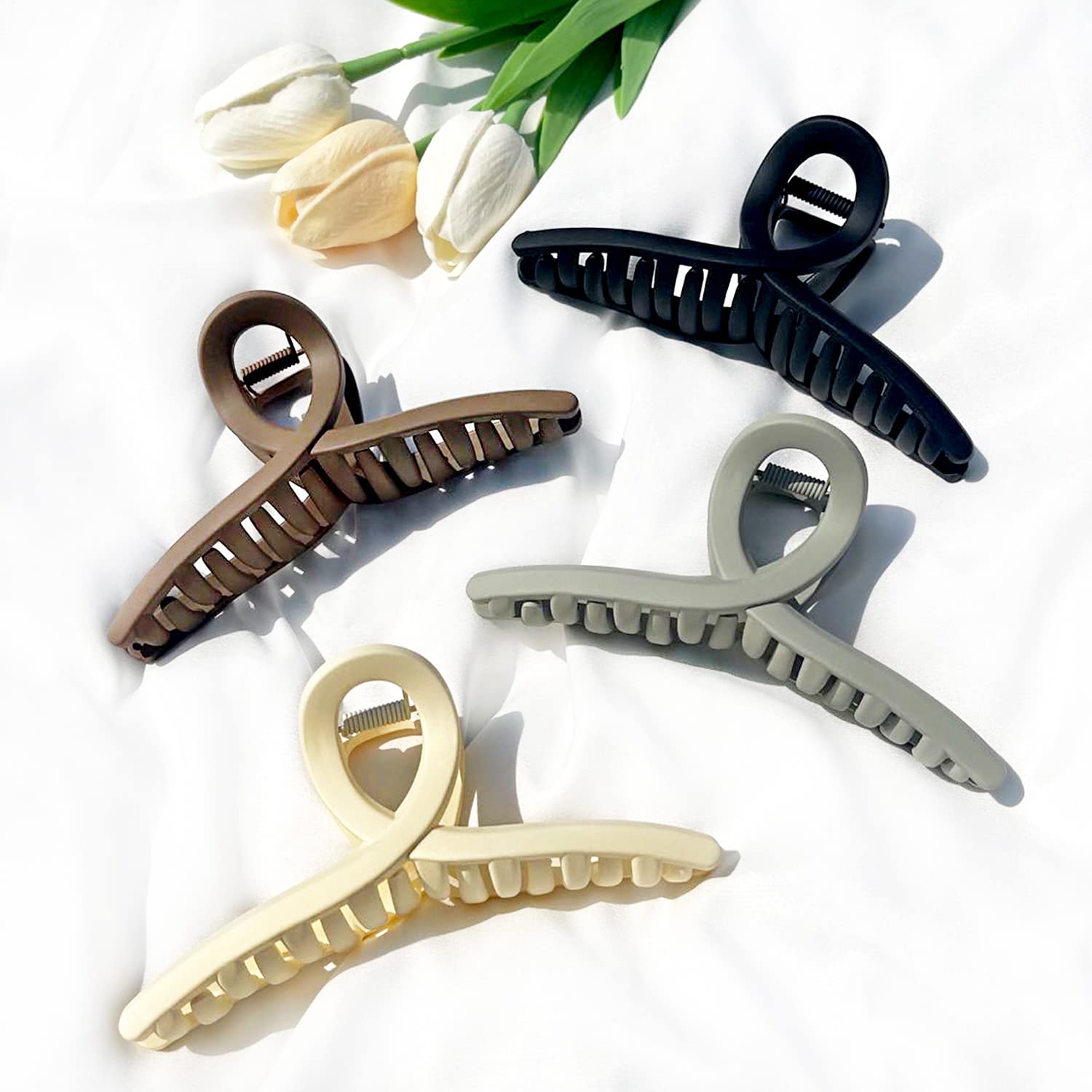 Photo 1 of Big Hair Claw Clips Large Matte Butterfly Hair Clips 5.1" Oversize Hair Clip for Long Thick Hair Barrette Accessories for Women's and Girl's 4 PCS
