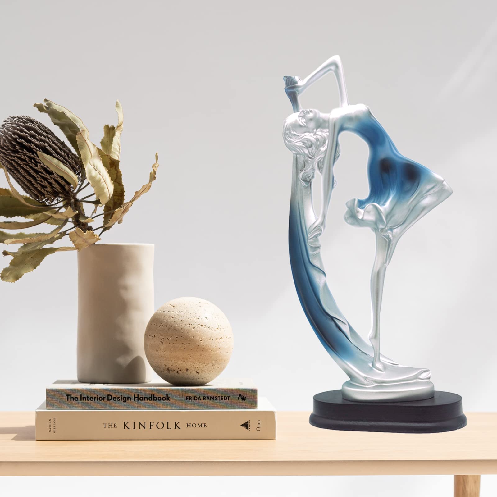 DIYOMR Elegant Ballet Girl Crafts Ornaments Home Decor Figurine, Dancing Girl Statue Decor Ornaments for Living Room/Bedroom/Wine Cabinet/Office Desk/TV Cabinet (Blue, 9.1" Tall)