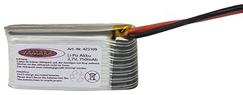 Jamara Jamara423109 Lithium-Polymer-Akku, 3,7 V 750 mAh 2,77 Wh, für F1X-Quadrocopter