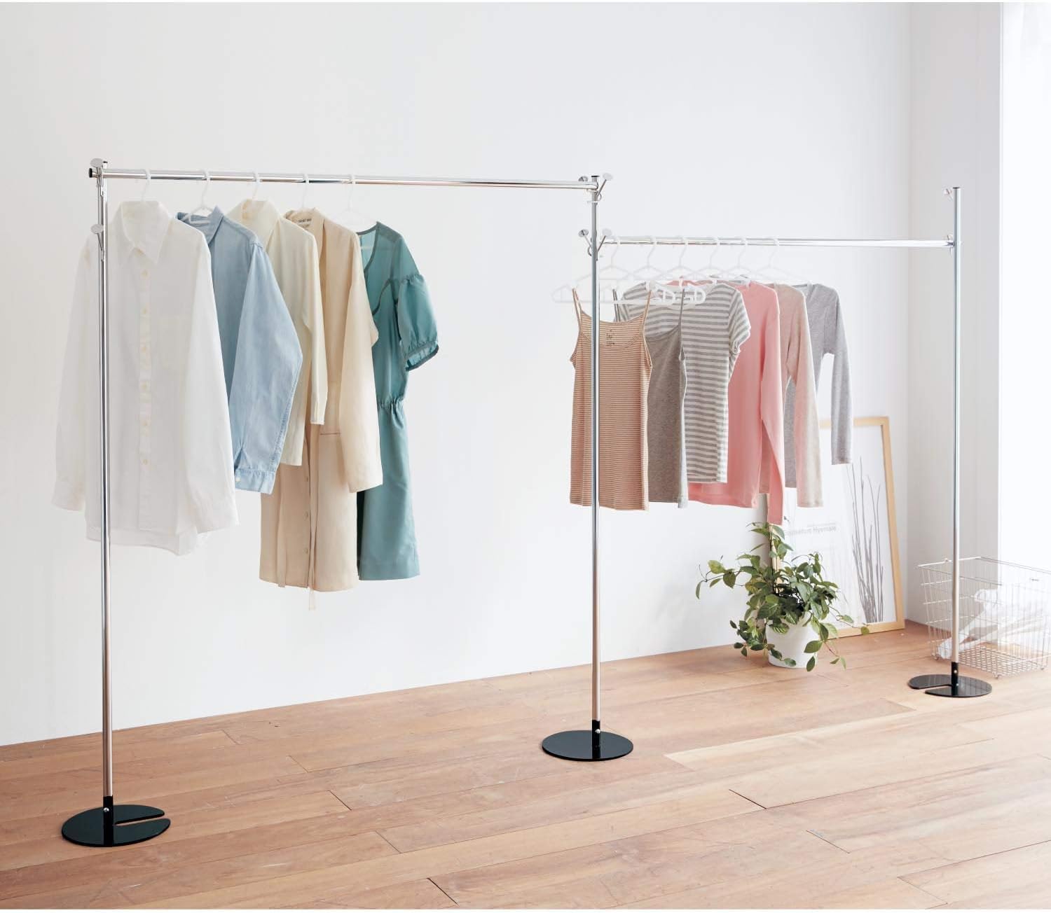 Amazon ベルメゾン ハンガーラック 物干し コンパクト ポールハンガー 日本製 新生活 完成品 ダブル ハンガーラック オンライン通販