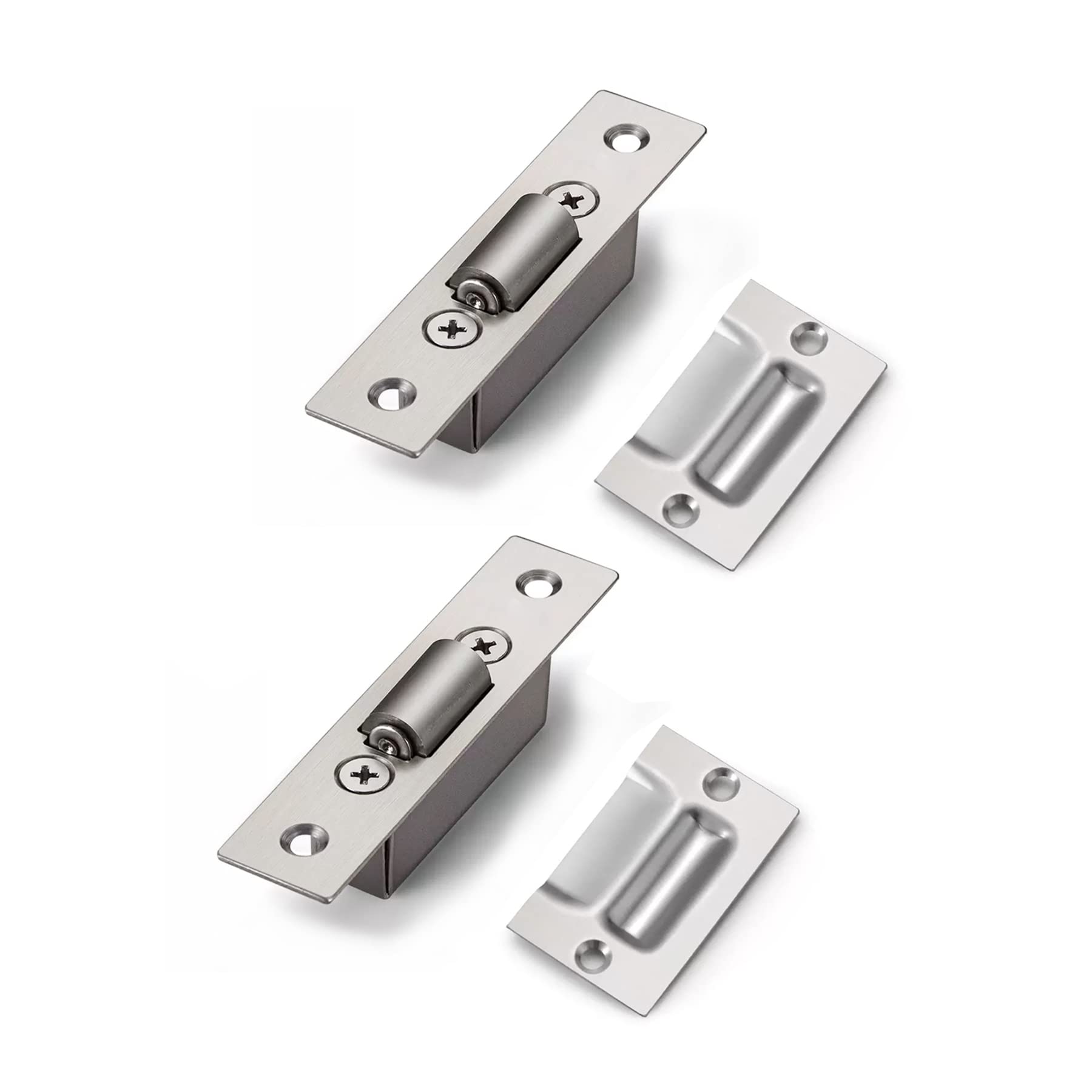 GEFONG Concealed Stainless Steel Door Roller Catches Mortice Case Size 20mm for Cabinet Kitchen Bathroom Bedroom Cupboards Wardrobes Latches Locks Stopper 2 Pieces