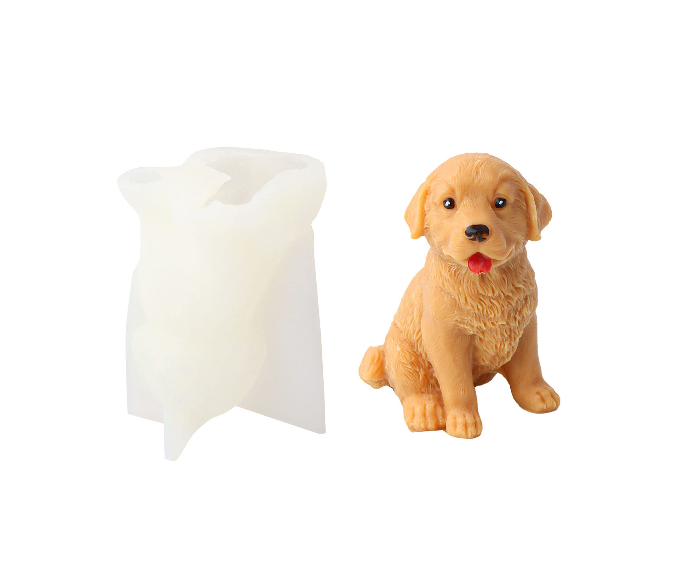 Xidmold 3D Dog Silicone Mould Dog Candle Soap Mould Silicone Animal Mould for Chocolate, Candy, Cake Decor, Soy Wax Candle, Soap, Polymer Clay, Plaster, Resin Art (Dog D)