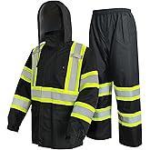 KARXICIY ZUJA Hi Vis Reflective Safety Jacket for Men Women Construction Jacket with Hood High Visibility Safety Rain Jacket