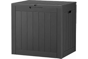 LHBGO 32 Gallon Deck Box Lockable Resin Indoor Outdoor Storage Box waterproof Outdoor Container for Patio Furniture, Pool Accessories, Cushions, Garden Tools, Sports Equipment