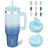 BJPKPK Tumbler With Handle 40 oz Stainless Steel Insulated Tumbler With Lid And Straw For Water Or Ice Coffee,Sky