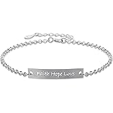 ALiLuYa Faith Hope Love Bracelet for Women, 925 Sterling Silver Christian Faith Jewelry, Meaningful Gift for Her