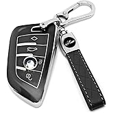 HAOYOUMEI Suitable For Bmw Key.Advanced soft TPU key case is compatible with X1 X3 X4 X5 X6 X7 M5 M6 1 3 4 5 6 7 GT3 GT5 GT6 key 360 Degree full protection key (Type B Black Key Cover + key chain set)