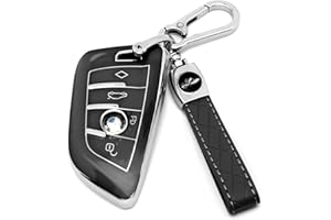 HAOYOUMEI Suitable For Bmw Key.Advanced soft TPU key case is compatible with X1 X3 X4 X5 X6 X7 M5 M6 1 3 4 5 6 7 GT3 GT5 GT6 key 360 Degree full protection key (Type B Black Key Cover + key chain set)