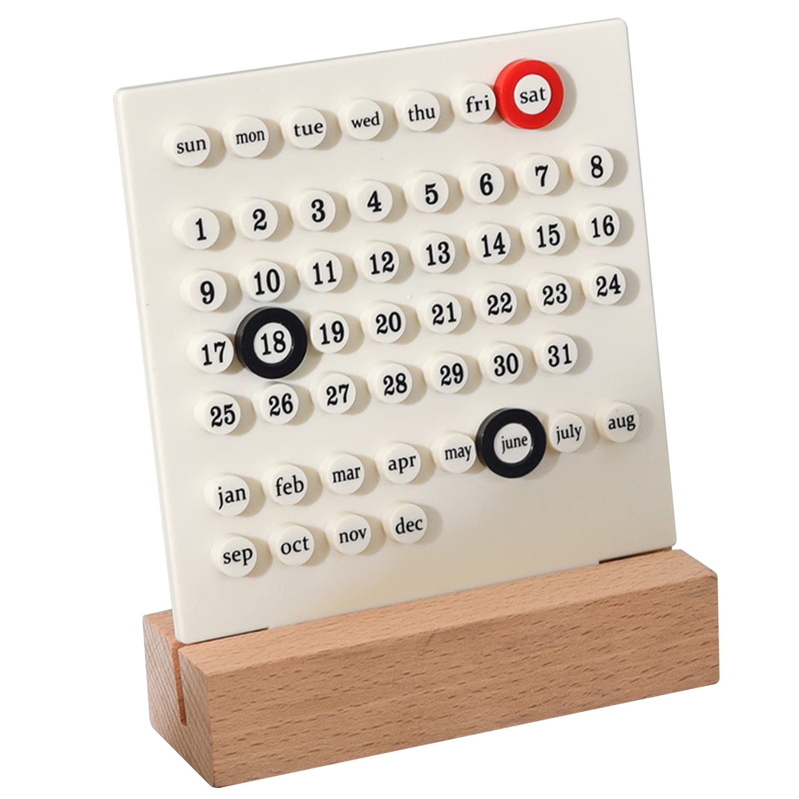 Wooden Kids Calendar, Kids Perpetual Calendar ABS Wooden for Home (White)