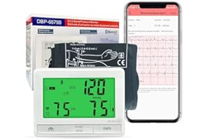 ECG BLOOD PRESSURE MONITOR Bluetooth Blood Pressure Monitor with ECG Function Automatic Arm Cuff 22-42 cm Voice Guided Compat