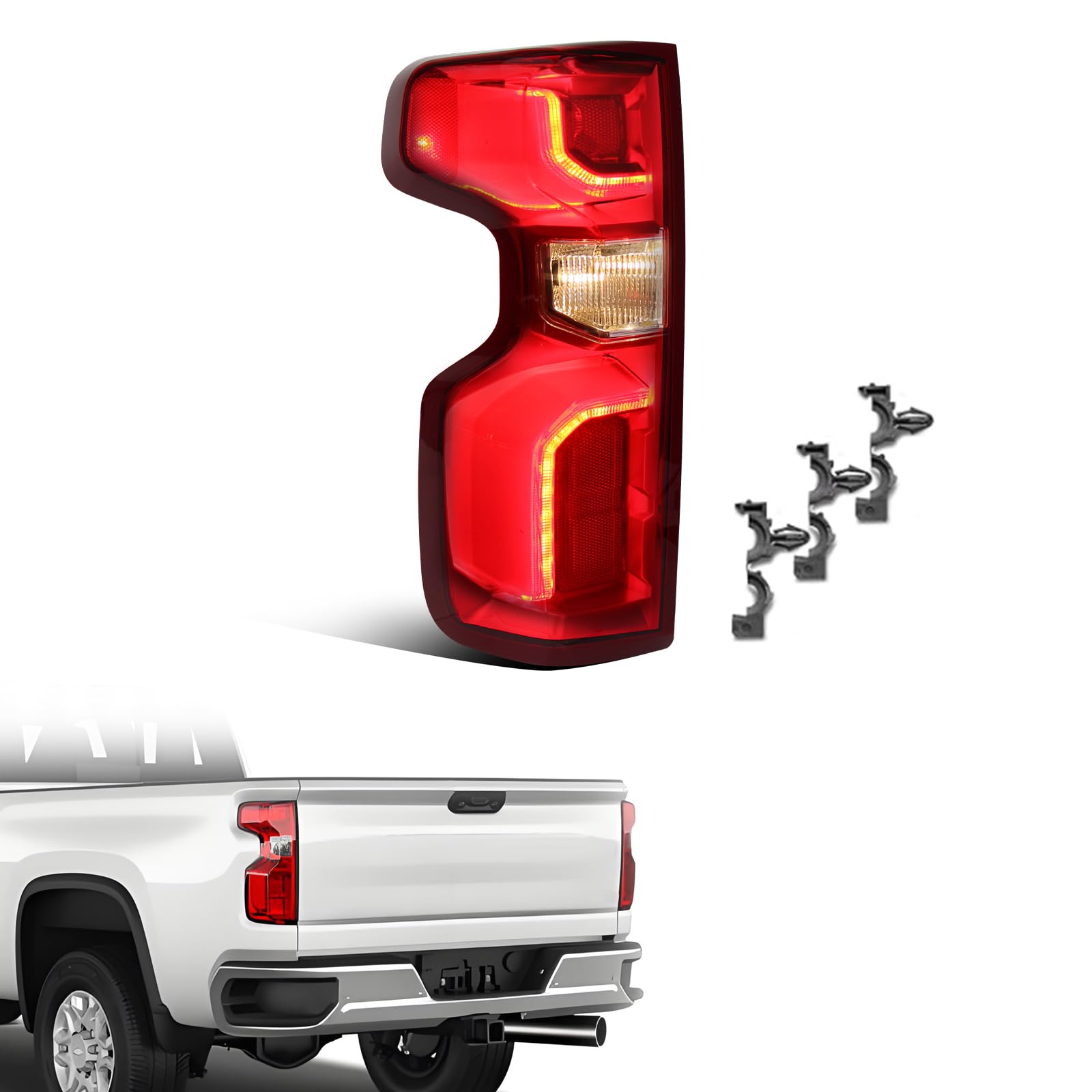 Photo 1 of LED Tail Lights Assembly Compatible with 2019-2025 Chevy Silverado 1500/2500HD/3500HD RST/LT Trail Boss/LTZ/High Country /ZR2 Taillights with Harness, Left Driver Side Replace:84678149 GM2800311