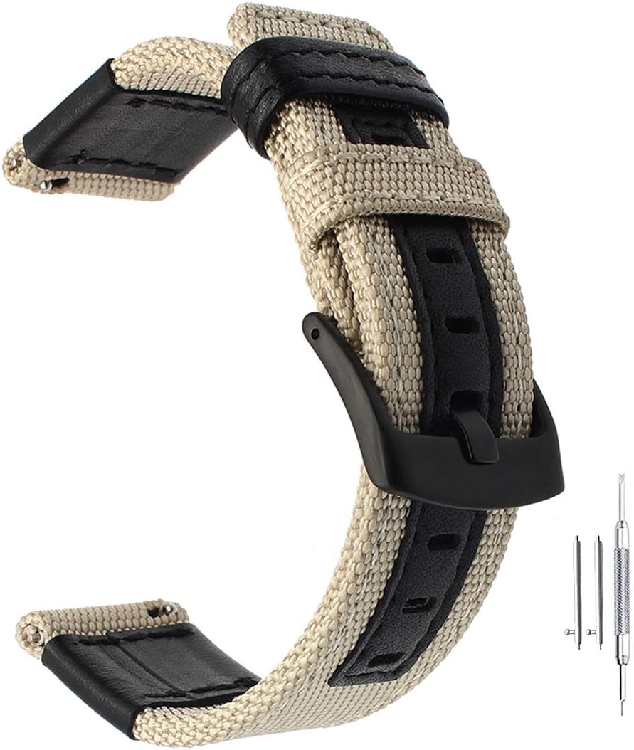 Premium Nylon NATO Canvas Fabric Replacement Watch Bands Canvas Watch Band Military Army Men Women Black