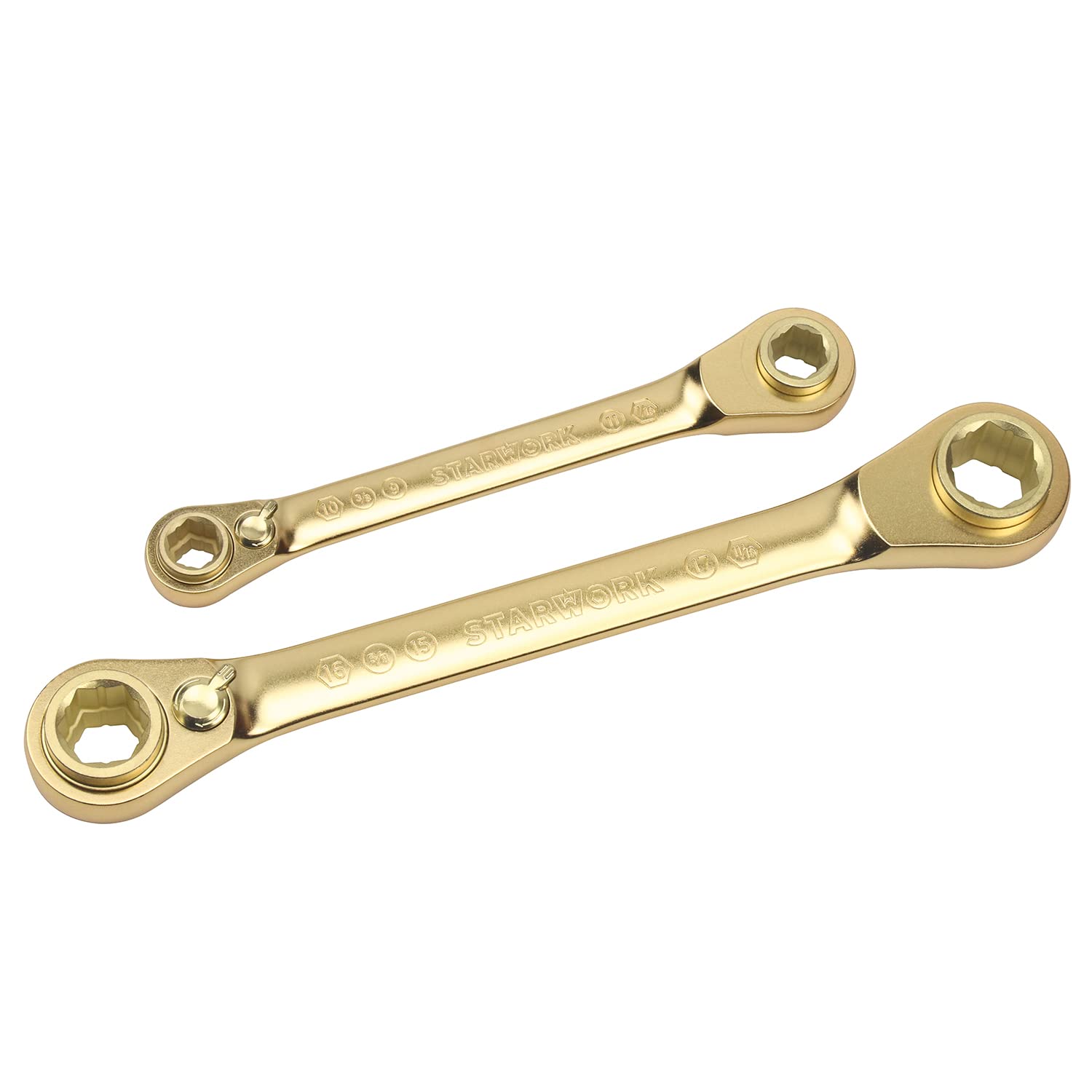 STARWORK 2Pc. 10 in 1 GPlating™ Double Box End Reversible Ratcheting Wrench Set