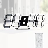 KOSUMOSU Digital Clock 3D LED Wall Clock for Living Room Decor 9.7" Alarm Clocks Black Clock Wall Decor Digital Wall Clock,Remote Control/Dimmer/Date/Temperature