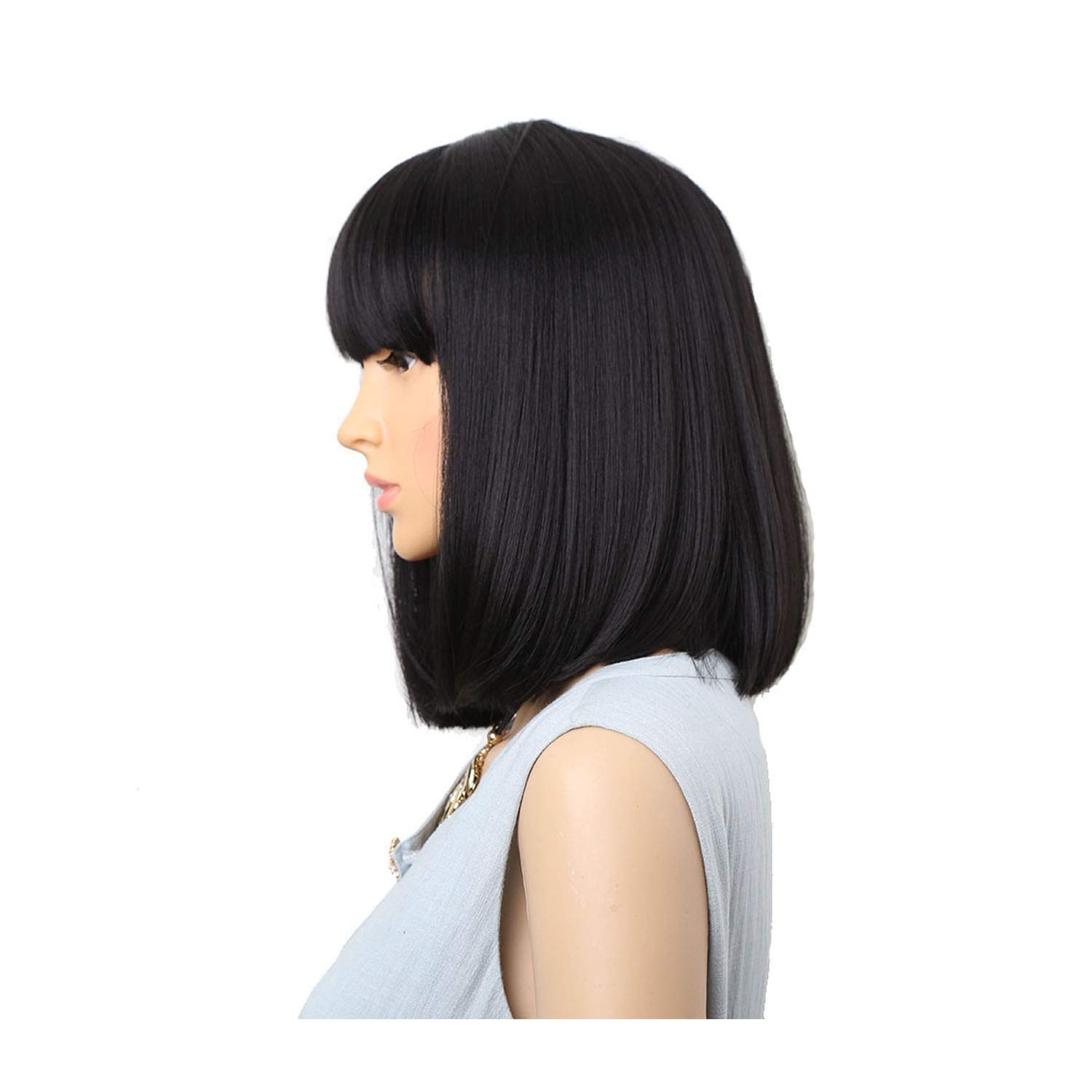 Amazon Com Amir Straight Black Synthetic Wigs With Bangs For