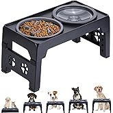 LALOBLUE Elevated Dog Bowls, Raised Dog Bowl with 2 Stainless Steel Dog Food Bowls, Dog Bowls Stand Adjusts to 5 Heights 2.95", 8.46", 9.65", 10.82", 12.01" for Small Medium Large Dogs Cats Pets,Black