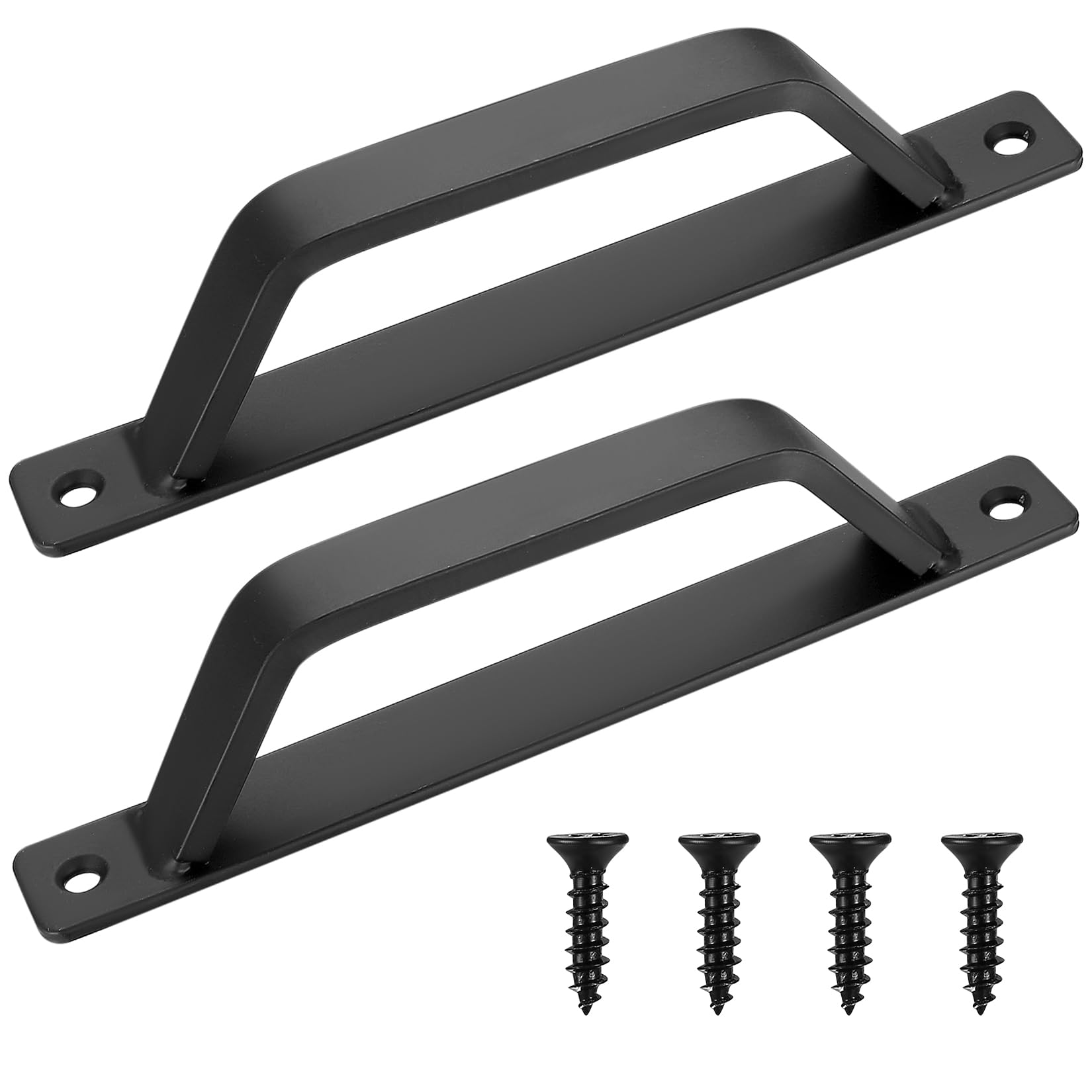 Xingwenhao 2 Pcs Black Door Handles - Gate, Shed, Barn, Sliding Pull Push Handles for Cupboard, Garden Gate, Garage, Shed, Cabinet - 7.87x1x1.67