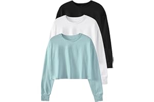Cosy Pyro Womens Long Sleeve Crop Tops Athletic Casual Cropped Cotton Workout Sweatshirt with Thumb Hole