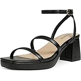 Easyfox Platform Sandals for Women Open Toe Chunky Heels Two Strap 7cm/2.76" Platform Heels