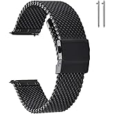 EACHE Heavy Duty Stainless Steel Mesh Watch Band 18mm 20mm 22mm | Thick 1mm steel mesh, quick-release spring bars, double push-button folding clasp for breathable, secure everyday wear