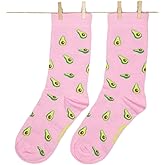 Roits Avocado Pink Socks Men Women - Fun Patterned Cool Funny Happy Colorful Gift Funky Design Graphic Accessories Fruit