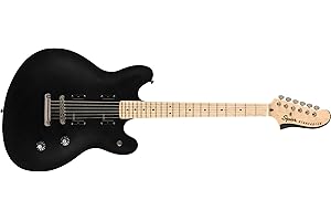FENDER Squier Contemporary Active Starcaster Electric Guitar, with 2-Year Warranty, Flat Black, Maple Fingerboard, None Pickguard