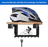 wisnew Bike Wall Rack with Shelf and 8 Hooks, Horizontal Indoor Storage view 4