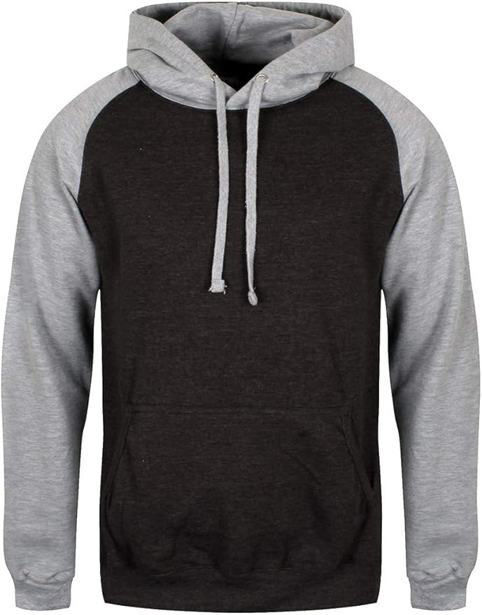 Charcoal Grey & Heather Grey Unisex Baseball Hoodie Amazon.co.uk