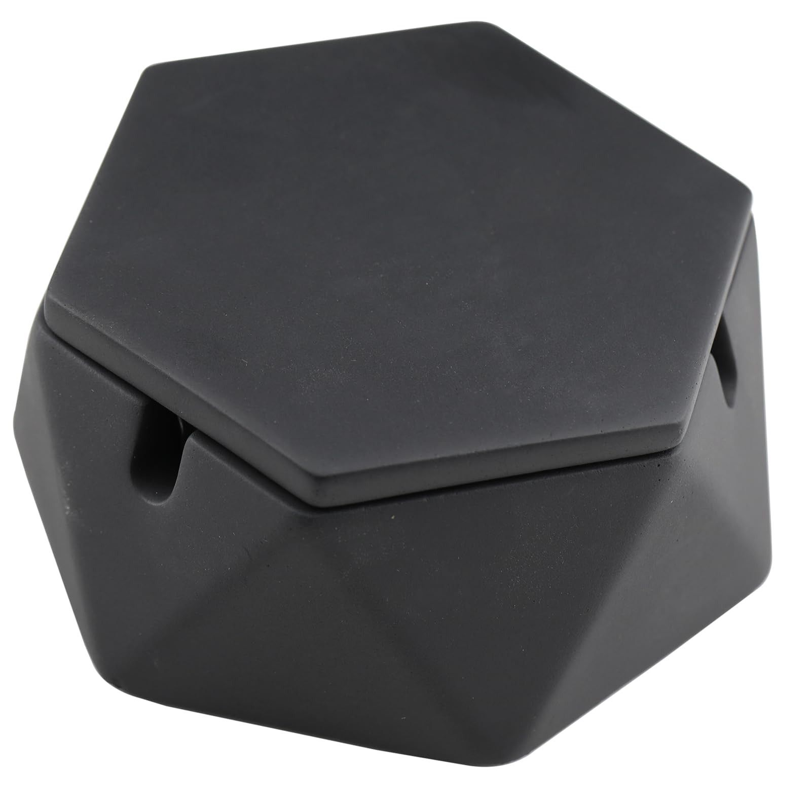 FREELOVE Concrete Ashtray with Lid & Stainless Steel Ashtrays for Cigarettes, Cement Ash Tray Smoking Holder Indoor Smokeless Outdoor Windproof Patio Home Office Cool Decor(Black, Small)