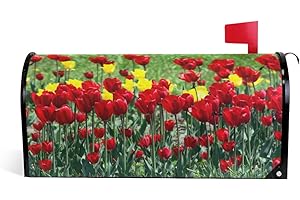 WOOR Spring Tulips Flowers Magnetic Mailbox Cover Happy Mother's Day Floral MailWraps Garden Yard Home Decor for Outdoor Standard Size-18"x 20.8"