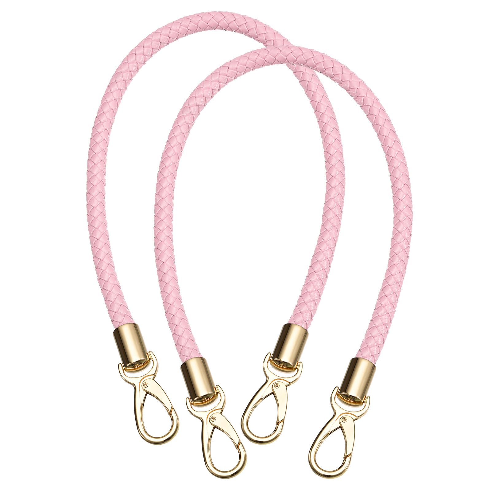 Uxcell Leather Purse Strap, 2Pcs 60cm/23.6" PU Braided Purse Replacement Handle for Women's Handbag Underarm Bag Tote (Pink)