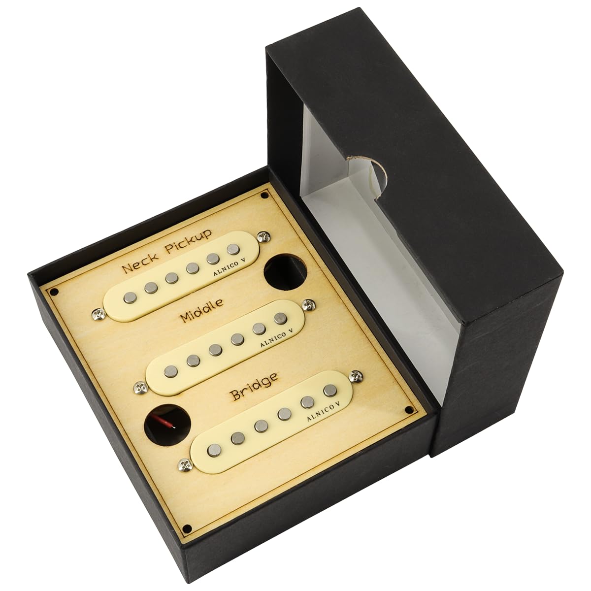 Ogdni Alnico 5 Strat Guitar Pickup Set Single Coil Pickups Guitar Neck/Middle/Bridge Pickup Cream for Strat Squier Electric Guitar Humbucker High Output(White) (GMB128A)