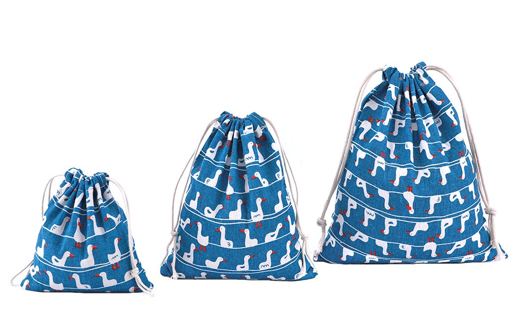 Amoyie 3 pcs Drawstring Storage Bag Set for Kid Stuff, Travel Home Accessories (3 Different Size), Duck — image 1