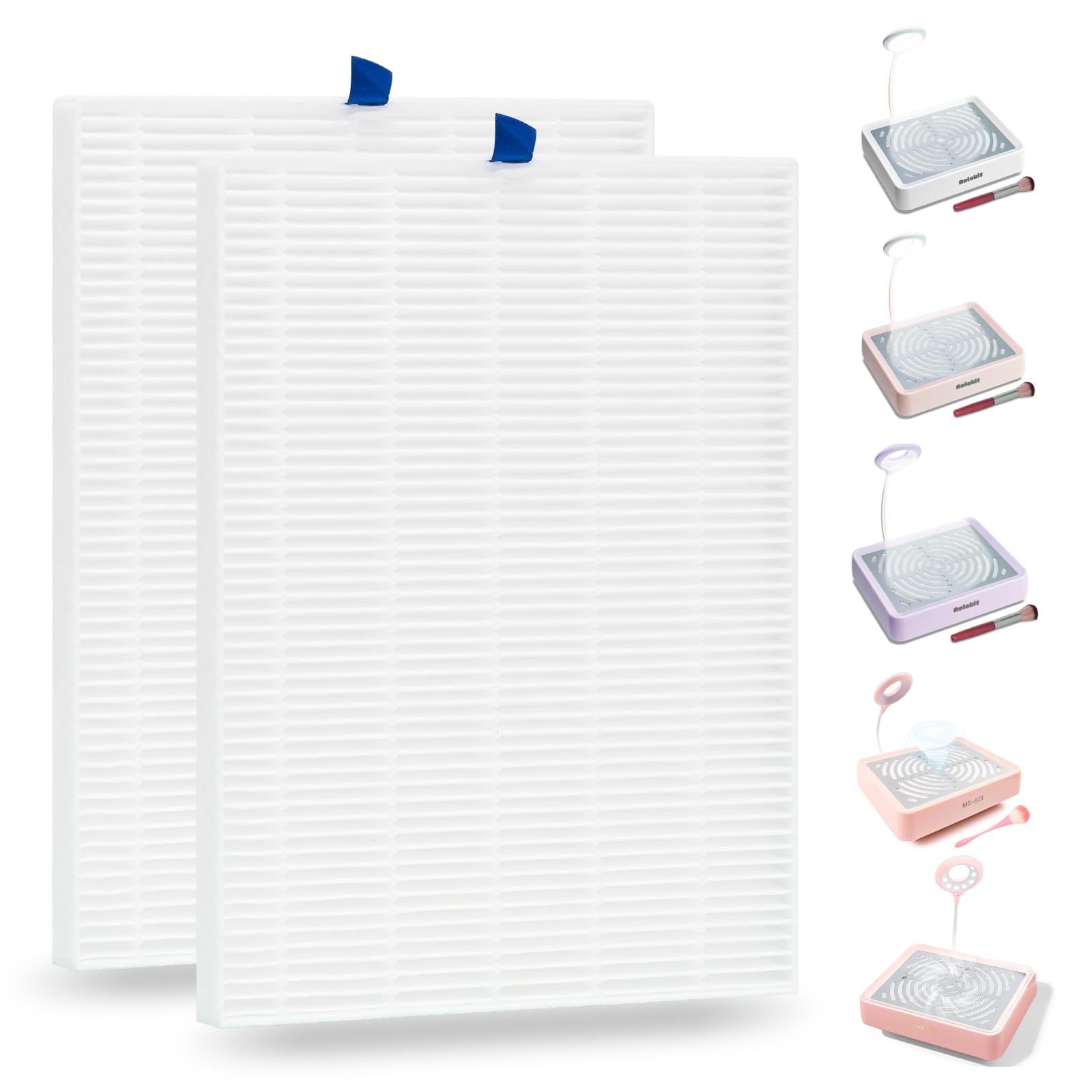 Photo 1 of 2 Pack Nail Dust Collector Replacement Filters Reusable Nail Dust Vacuum Fan Extractor Refill Filter for Nail Electric Suction Machine Manicure Tools Salon Home Use