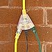 75 Foot Lighted Outdoor Extension Cord with 3 Electrical Power Outlets - 12/3 SJTW Heavy Duty Yellow Extension Cable with 3 Prong Grounded Plug for Safety