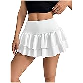 MakeMeChic Women's Ruffle Mini Skirt High Waist Tiered Layered Flare Y2k Skirts