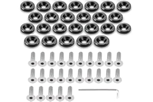 RVCAZON STETION 25 Pcs Fender Bumper Washer Bolt 6061 T6 Grade M6x20mm CNC Finishing Washer Engine Bay Dress Up Fastener Kit (Black)
