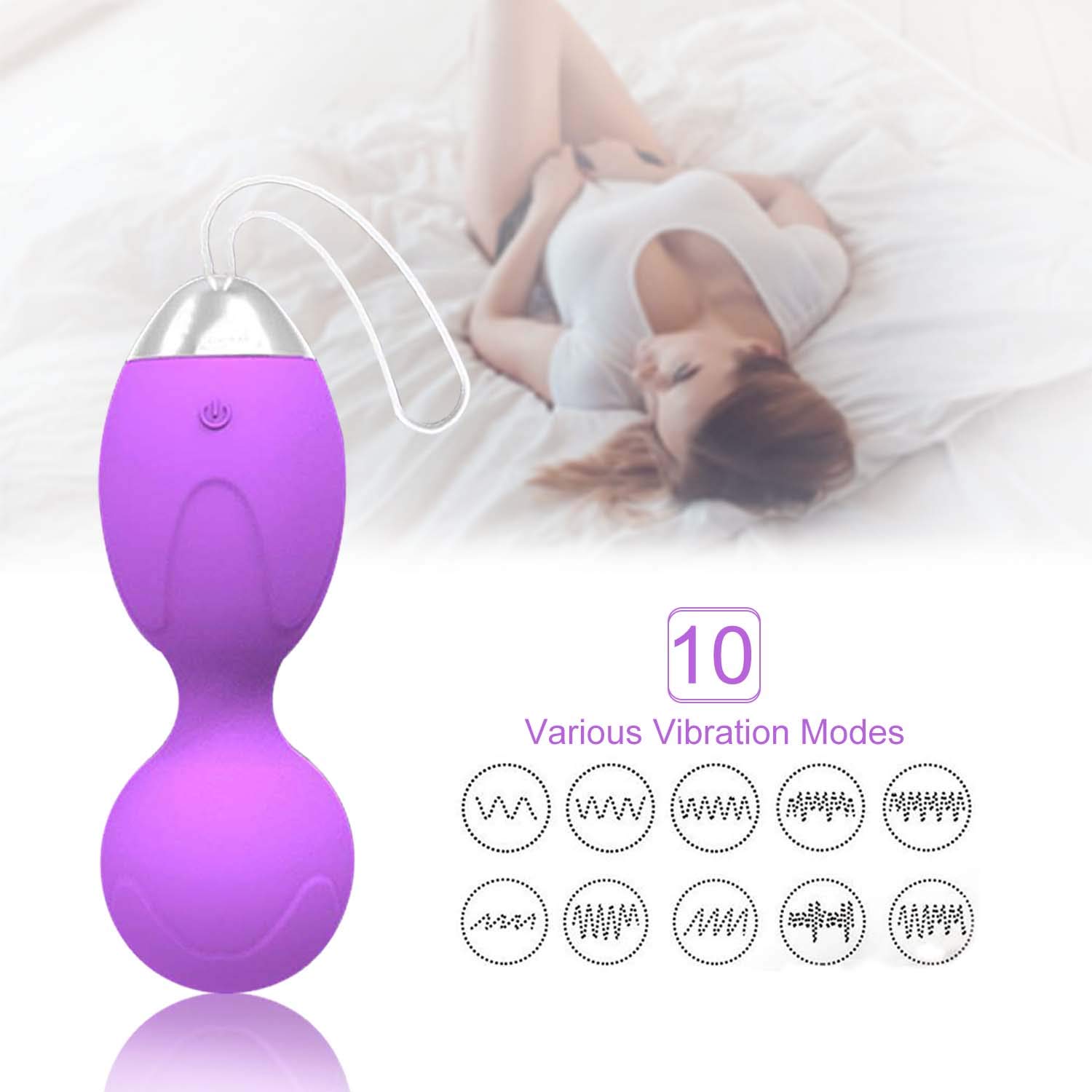 Liebeskugeln Vibration Silikon - Bullet Vibrator Für Sie Mit Fernbedienung, Beckenbodentraining Set Mit 10 Vibrationsprogrammen (Lila)