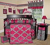 SISI Baby Bedding - Hot Pink Zebra 13 PCS Crib Bedding