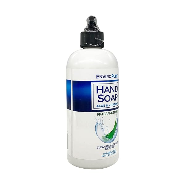 ENVIROPURE HAND SOAP FRAGRANCE FREE, CLEANSES AND SOOTHES DRY SKIN, ALOE AND VITAMIN E, 16 FLUID OUNCE