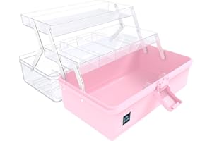 beLaxed 13 inches Craft Organizers and Storage Box, 3-Layers Multifunctional Plastic Sewing Organizing Box with Handle, for Medicine, Art Supply, Makeup, Hair Accessories, Organizer Bins